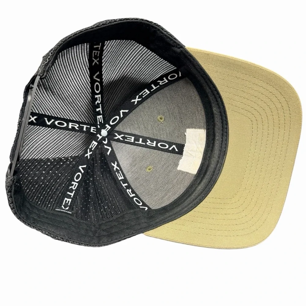 Vortex Optics Trucker Hat‎ Tan Black Mesh Snapback Cap Adjustable Logo Patch